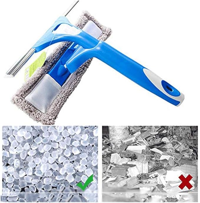 Glass Wiper- Sided Window Cleaning Silicone Squeegee Shower Screen Wash Washer Wipe Microfibre Pad Squeege