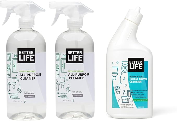 Better Life All Purpose Cleaner Unscented 32 Fl Oz Pack of 2 + Toilet Bowl Cleaner 24 Fl Oz Pack of 1