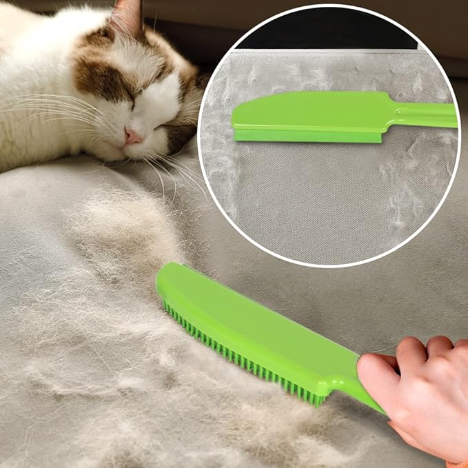 Rubber Broom and Pet Hair Removal Brush Set for Carpet Fur Remover Broom with Squeegee for Wooden Floor Detailing Lint Remover Brush for Pet Dog Cat Hair Car Interior