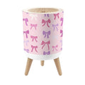 Bathroom Trash Can with Lid Pink Bows Ribbons Seamless Valentines Design Coquette core Handdrawn Garbage Bin Waste Basket for Kitchen Office Bedroom Decoration Diaper Pail 1.8 Gallon