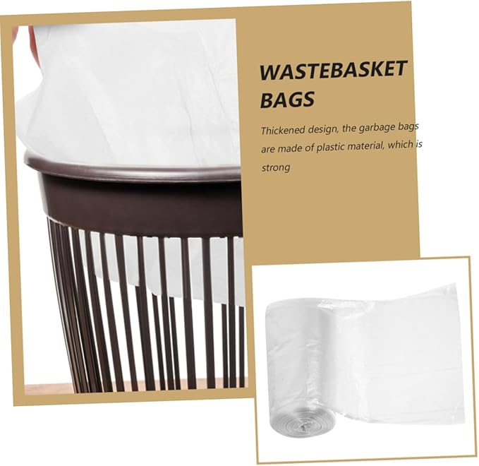 Thickened Flat Trash Bags 300pcs (45x50cm) White Garbage Liners for Home Office Bathroom Small Wastebasket Bags