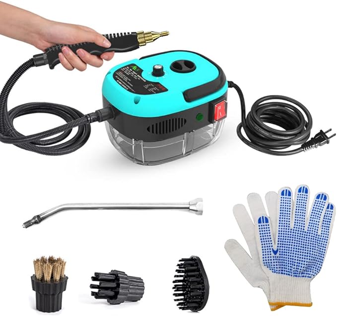2500W Portable Handheld Steam Cleaner High Temperature Pressurized Steam Cleaning Machine with Brush Heads and Gloves for Kitchen Furniture Bathroom Car