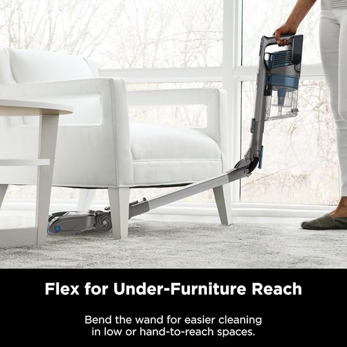 Shark IZ462H Vertex Ultra Lightweight Cordless Stick Vacuum with DuoClean PowerFins Crevice Pet Multi-Tool Anti-Allergen Brush Removable Handheld Flex 60 min Runtime Blue MultiFLEX