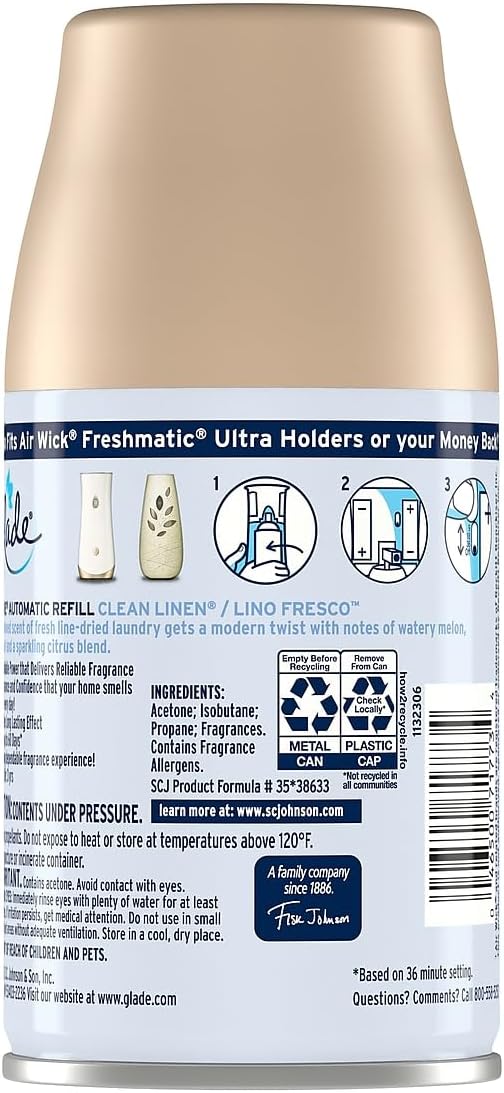 Glade Clean Lenin Automatic Spray Air Freshener Refill 6.2 Oz (Pack of 4)