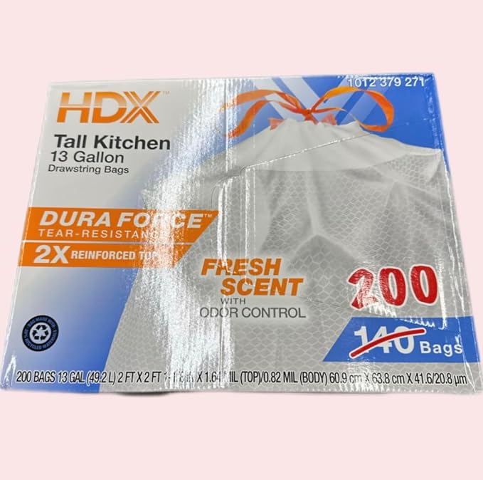 Tail kitchent 13 gallon Drawstring Bags fresh scent 1 Pack -200 count