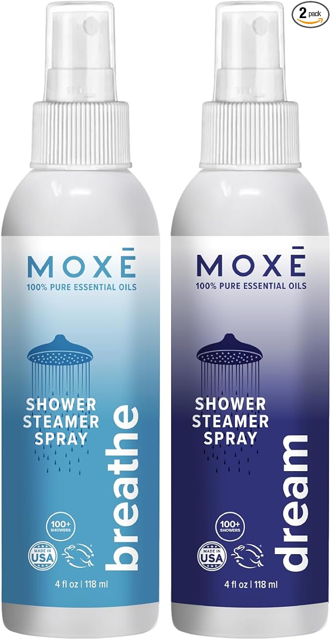 MOXE Shower Steamer Spray Essential Oils Natural Sleep Aromatherapy Made in USA (Breathe &amp Dream 4 Ounces 2 Pack)