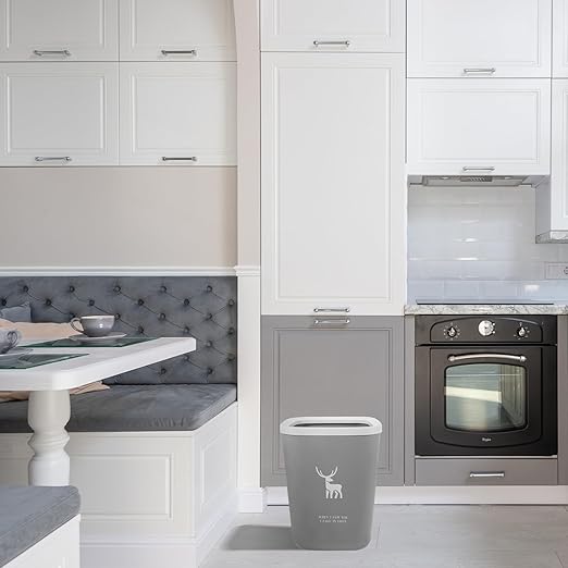 Garneck Gray No Lid Trash Can for Bedroom Bathroom Office Compact Wastebasket with Stable Structure Wear-Resistant Garbage Container for Home Kitchen Hotel Use