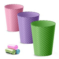 Lysam Bathroom Trash Can 3 Pack 1.8 Gallons Small Trash Can with Trash Bags Bathroom Garbage Can Plastic Trash Bin Round Waste Basket for Bedroom Office Compact Space (Pink Purple Green)