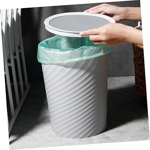 Zerodeko Creative Plastic Trash Can with Swing Lid 10L Household Waste Basket for Bathroom Office Bedroom Anti-Fingerprint Finish Easy to Use Garbage Bin