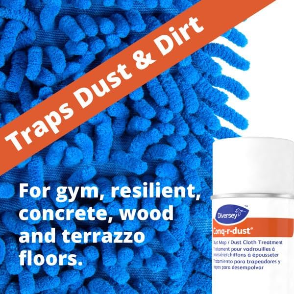 Diversey 904751 Conq-r-dust Dust Mop &amp Cloth Treatment Commercial Multi-Surface Dusting &amp Cleaning Spray Unscented Aerosol 17-Ounce