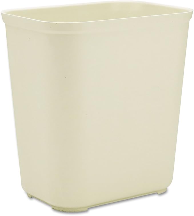 Rubbermaid 254300BG Fire-Resistant Wastebasket Rectangular Fiberglass 7gal Beige