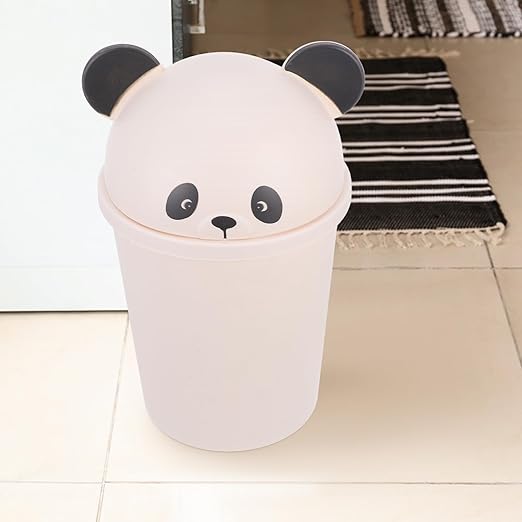Alipis Capacity Panda Trash Can with Lid Cute Cartoon Wastebasket for Home Office Kitchen Bathroom Outdoor Use Versatile Decorative Recycle Bin