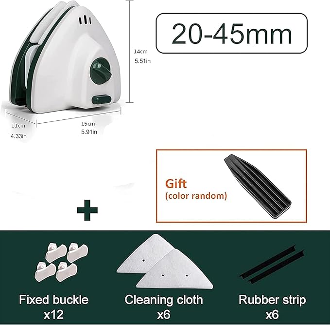 Outside Magnetic Window Cleaner Window Cleaner Wipers 20-45mm Double Side Glass Cleaner Ultra-Strong Both Side Glass Surface Cleaning Brush Wiper Tools with Ergonomic Handle Design