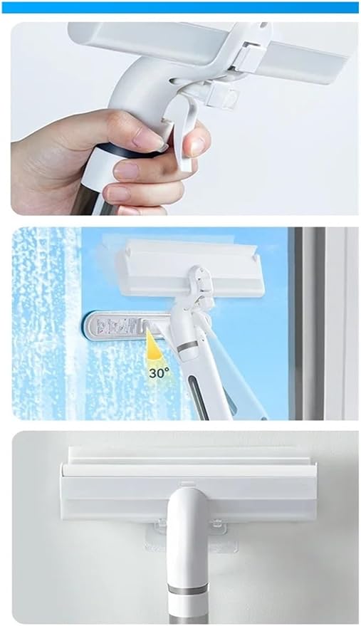 2 in 1 Window Mesh Screen Brush Cleaner Broom Wiper Telescopic Long Handle Mop Squeegee Cleaning Tool
