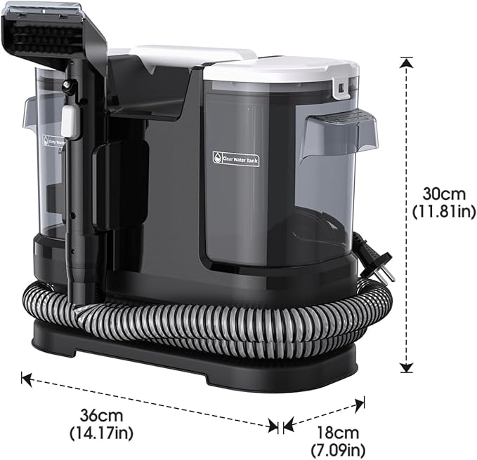 Couch Cleaner Machine 600W Motor - 20Kpa Suction Upholstery Cleaner Machine Portable Handheld Carpet Cleaner with Self-Cleaning and Long Hose for Pet Stains Couch Car Seats and Area Rugs