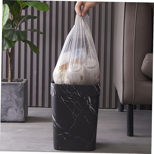Marbling Trash Can Kitchen Recycle Bin Office Waste Basket Simple Versatile