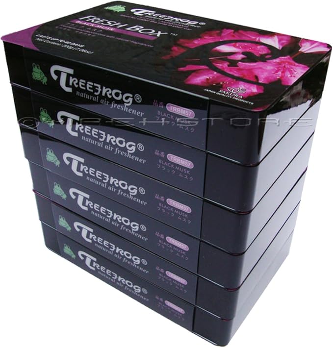 6 Pack Treefrog Natural Air Freshener Fresh Box (AKA Xtreme Fresh) Black Musk Scent - Refreshing Floral Fruity Musk Fragrances