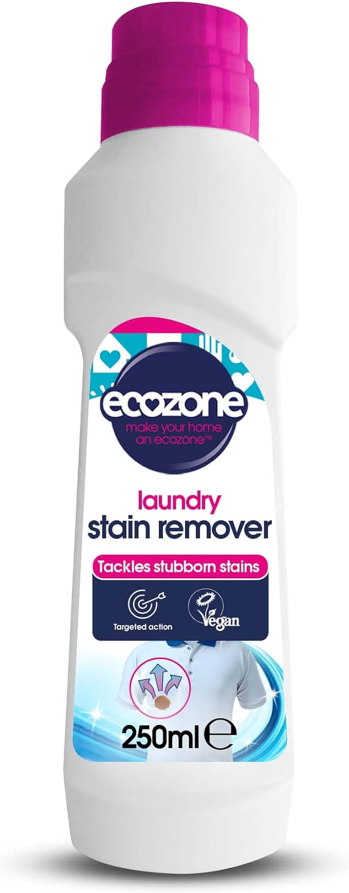 Ecozone Laundry Stain Remover Pre Washing Liquid for Colours &amp White Laundry Multi Purpose Cleaner &amp Fabric Stain Remover for Clothes Vegan Laundry Detergent Eco Cleaning Products (250ml)