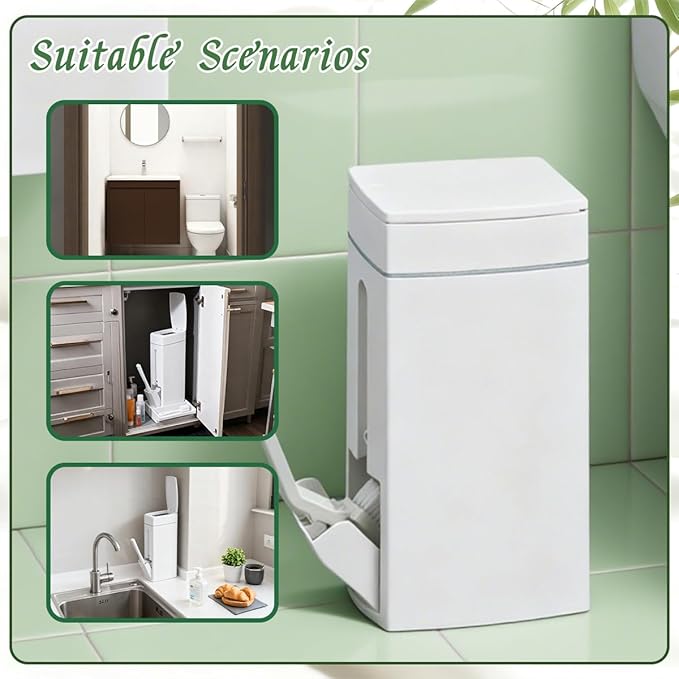 Bathroom Trash Can with ToiletSlim Bathroom Trash CanToilet Brush and Holder Set4.5 Liter / 1.2 Gallon Press Type Odor Proof rv Trash canfor Bathrooms RVs Small Spaces