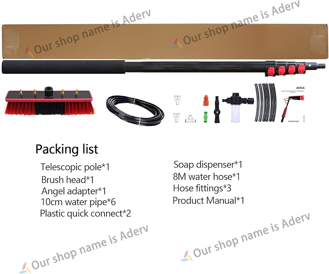 Telescopic Window Cleaning Pole Water Fed Kit Extendable Window Cleaning Brush Equipment for Roof Cleaner Glass Outdoor Solar Panel