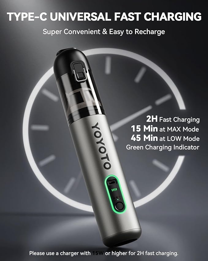 Car Vacuum Handheld Vacuum Cordless with 21000Pa Powerful Suction &amp 3 Modes 4-in-1 Portable Hand Held Mini Vacuum Cleaner Rechargeable Ultra Light for Car Home Office (Silver)