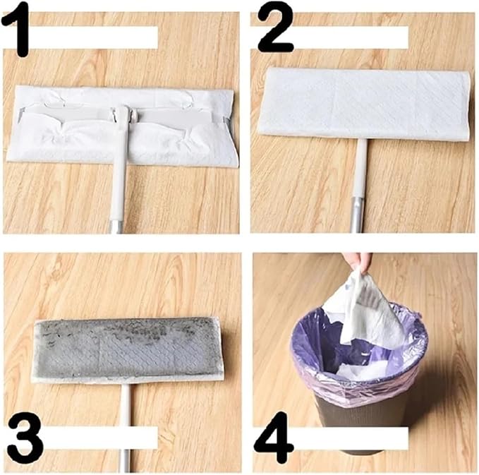 1Set Home Electrostatic Dust Collector Mop Foldable Long Handle With Disposable Vacuum Paper Floor Household Cleaning Tool