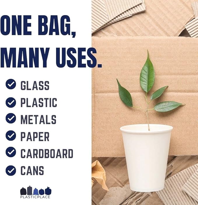 Plasticplace 12-16 Gallon Recycling Trash Bags │1.2 Mil │ Blue Garbage Bags │ 24” x 31” (250 Count)