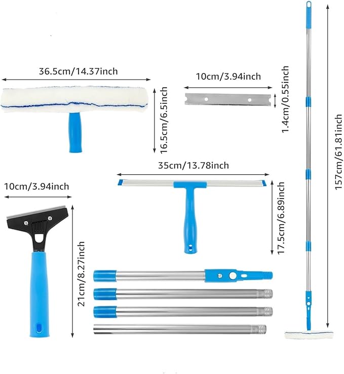 Extended Window Cleaner Kit Glass Squeegee Flooring Duster Mop Household Wiper Washing Cleaning Brush Tools