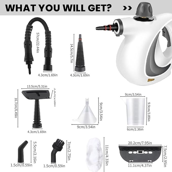 Pressure Handheld Steam Cleaner by 9-in-1 Steam Cleaning Machine for Home Car Tile Grout Upholstery and Multi-Surface.