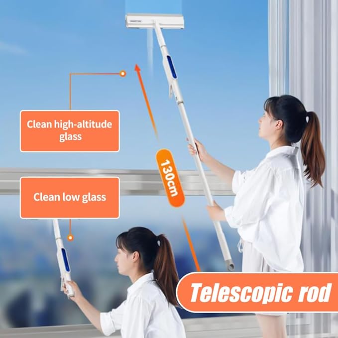 AIIONP 2024 New Dual Side Mist Retractable Window Cleaner 3 In 1 Household Squeegee 13 Inch by 51.2 Inch Modern Glass Cleaning Tool Window Spray Cleaning Brush With 1 Microfiber Cloth