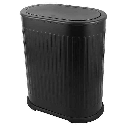 BESPORTBLE Bathroom Trash Can with Odor-Sealing Press Top Lid Narrow Slot Plastic Garbage Bin for Toilet Bedroom Living Space-Saving Stylish Wastebasket for Compact Areas