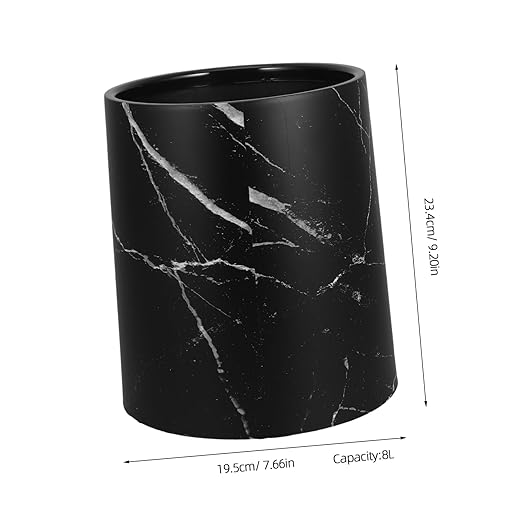 Healifty Marble Pattern Trash Can Lidless Wastebasket for Home Office and Bathroom Modern Decorative Garbage Can Stylish Organizing for Spaces