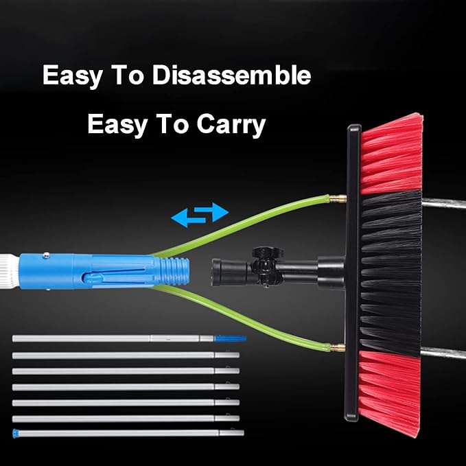 Solar Panel Cleaning Brush and Pole Car Washing Brushes with Pole Outdoor Window Cleaning Kit Water Fed Pole Window Cleaning System