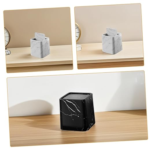 CHILDWEET 2pcs Stylish Marble Pattern Trash Can with Swing Lid Compact Wastebasket for Bathroom Kitchen Bedroom and Office Versatile Bag Fit for Easy Replacement