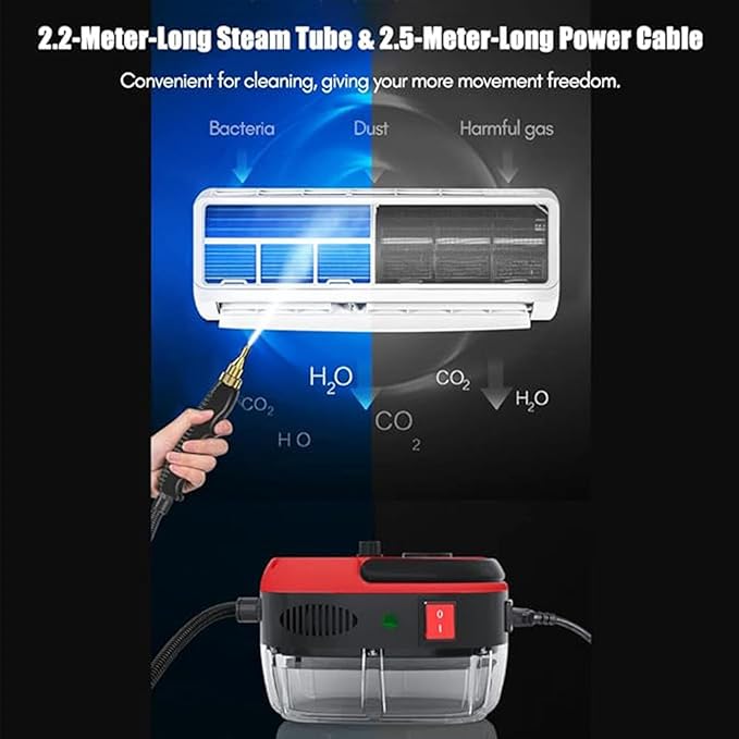 Steam Cleaner2500W Handheld Pressurized Steam Cleaner with 3 Brush Heads Portable for Home Car Furniture Kitchen Bathroom and Wall