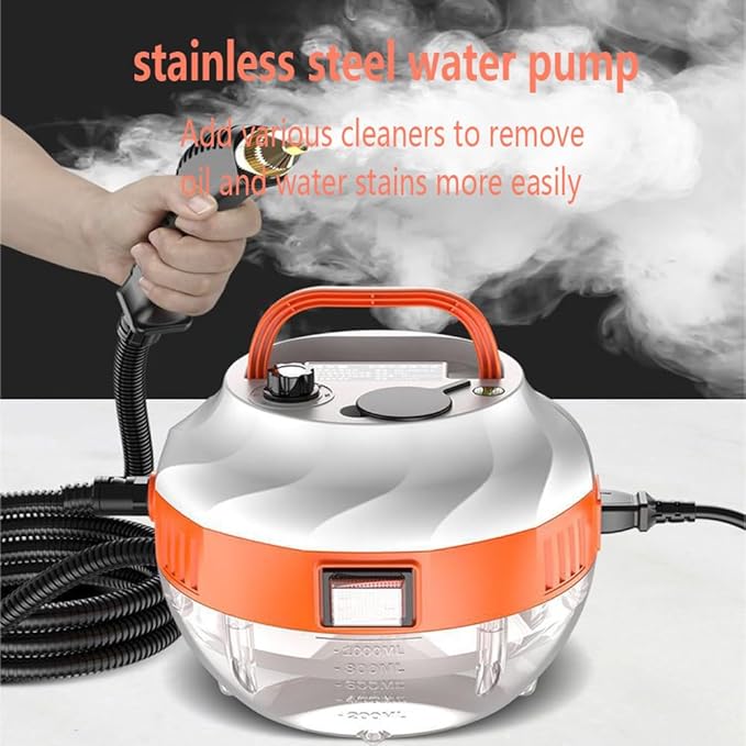 Handheld Steam Cleaner 2500W High Pressure Steamer with 3 Brush Heads for Cleaning Upholstery Kitchen Bathroom Grout &amp TileBlack