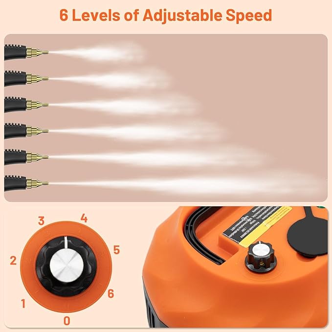 Steam Cleaner 2500W High Pressure Steam Cleaner for Home Steamer for Cleaning with 3 Brush Heads 2 washers and Extended Rod Handheld Steam Cleaner for Upholstery Kitchen Bathroom (Orange)