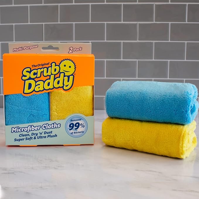 Scrab Daddy Microfibre Cloth - Blue and Yellow Twin Pack