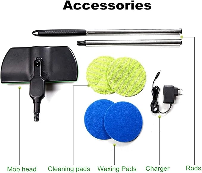 Rechargeable Cordless Sweeping Spinning Mop Cleaner - Wireless Rotating Scrubber Handheld Steam Floor Wiper With Electric Washer For Polisher - Includes Rechargeable Battery
