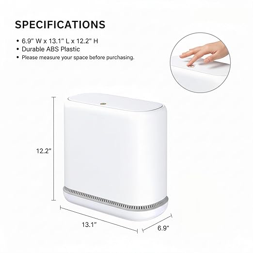 MOPALL Dog Proof Trash Can with Lid 3.3 Gallon Slim Bathroom Garbage Bin with Inner Bucket Fits Standard 4 Gallon Bags Odor Sealing Diaper Pail for Nursery Modern White Waste Basket 6.9 Wide