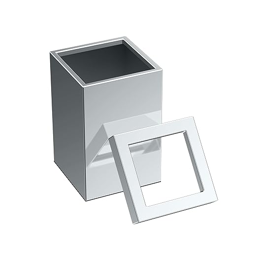 Gatco Small Bathroom Trash Can With Lid Square 3 Gallon Stainless Steel Wastebasket Under Sink Chrome For Bathroom Bedroom Office (1913)