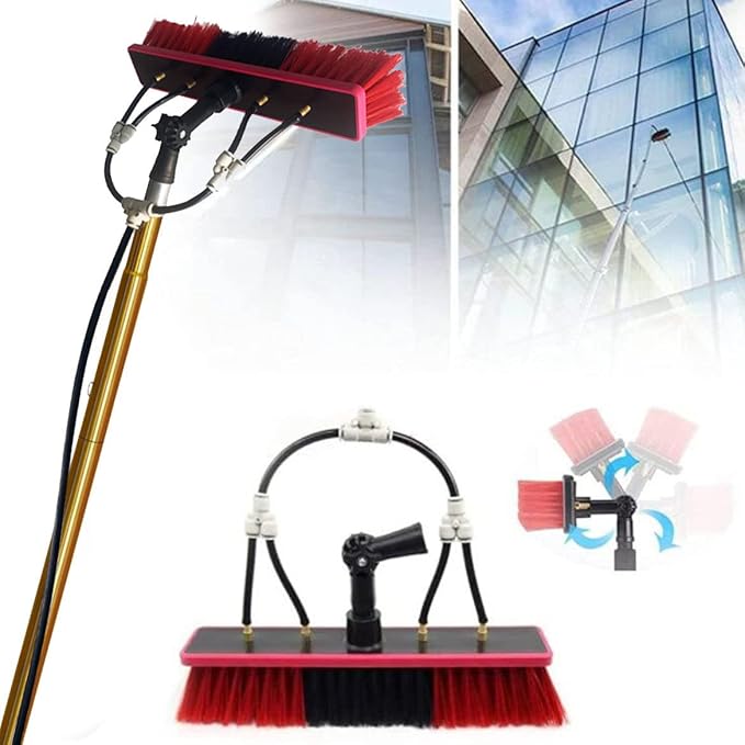 Water Fed Extendable Telescopic Window Cleaning Pole Window Cleaner Kit 3.6m/7.2m/9m Extended Cleaning Brush35cm Brush Head30FT/9M (30FT/9M)