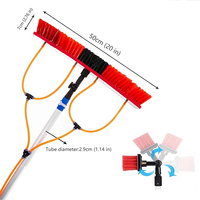 Telescopic 4m/13.1FT Water Fed Window Cleaning Pole Kit for Outdoor High Windows Glass Cleaner Solar Panel Cleaner Includes Cleaning Equipment and Tools