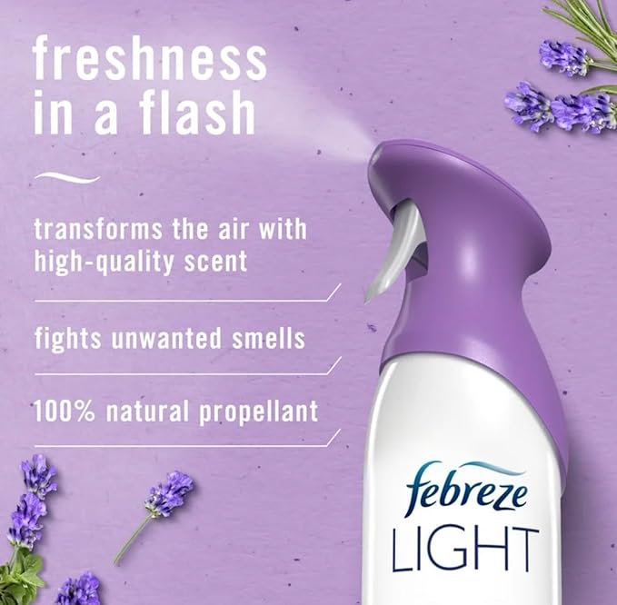 Febreeze Light Air Freshener Spray Lavender Scent 100% Natural Propellant 2 Pack