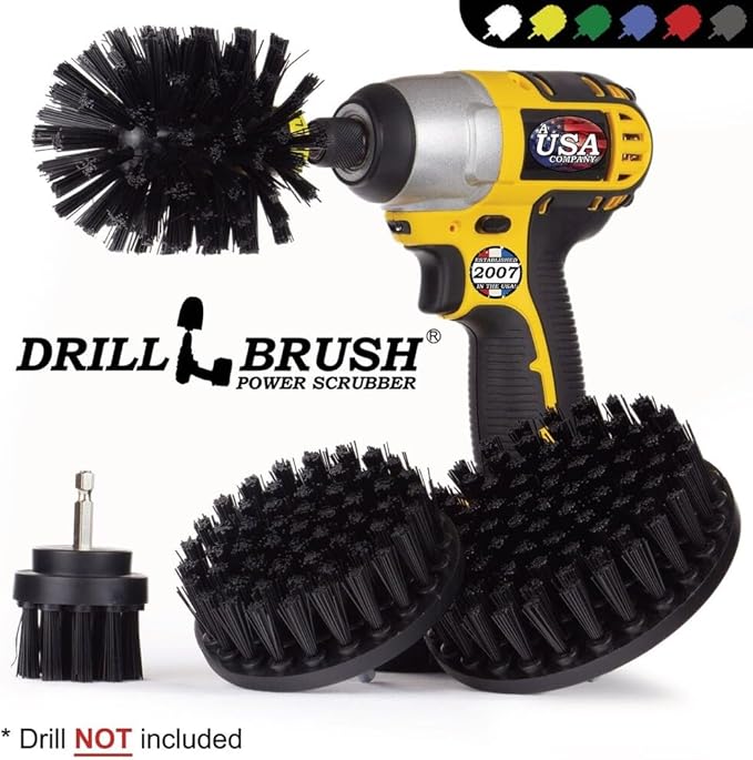 Drillbrush BBQ Grill Cleaning Kit - Safe Nylon Grill Brush | Drill Brush Set - Ultra Stiff Power Scrubber Attachments for Loose Paint De-Scaling Rust and Graffiti Removal on Stone Brick and Masonry