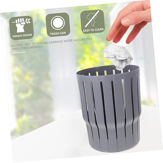 Uonlytech Small Grey Trash Can Without Lid Versatile Wastebasket for Office Bedroom Bathroom Material Easy to Clean Compact Design for Convenient Disposal