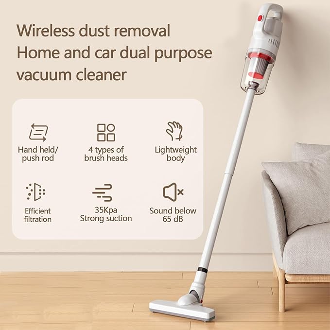 VELPEN 4-in-1 Stick Cordless Vacuum Cleaner 35Kpa 65dB Vacuum Cleaners for Home Multifunction USB Rechargeable Vacuum Cleaner for Pet Hair Hardwood Floor Cat Litter