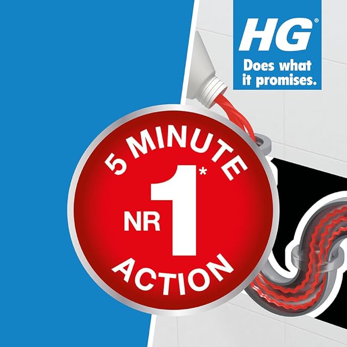 Plug Hole &amp Drain Unblocker Cleaner by HG Cleaning Products Effectively and Fast Removes Blockages &amp Cleans Blocked Drains Pipes in Sinks or Shower Traps - 1 Litre (139100106)