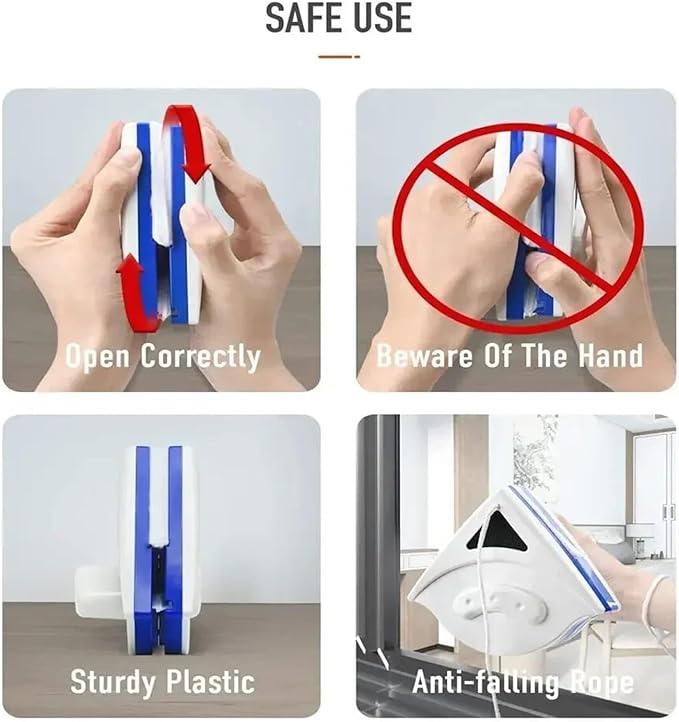 Magnetic Window Cleaner Brush Double Side For Washing Wiper Magnet Glass Cleaning(Red)