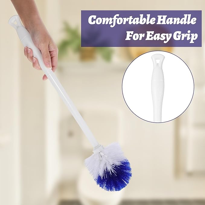 12 Pcs Toilet Brush 18.5 Inch Long Plastic Handled Toilet Bowl Cleaning Brush Soft Bristle Heavy Duty Long Scrubber for Household Bathroom Cleaning Supplies